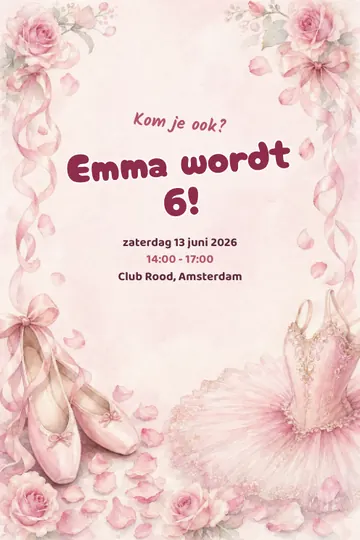 Uitnodiging met het ontwerp Balletfeest