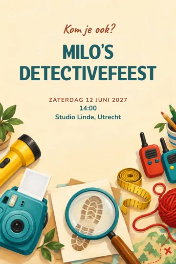 Uitnodiging met het ontwerp Detectivebureau
