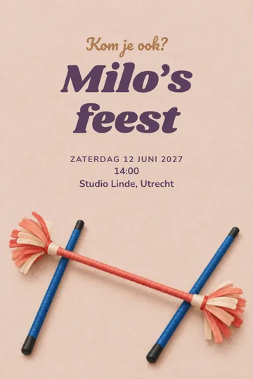 Uitnodiging met het ontwerp Laat de stok dansen