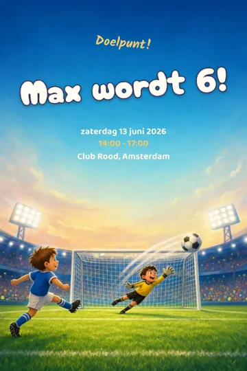 Uitnodiging met het ontwerp Voetbalfeest