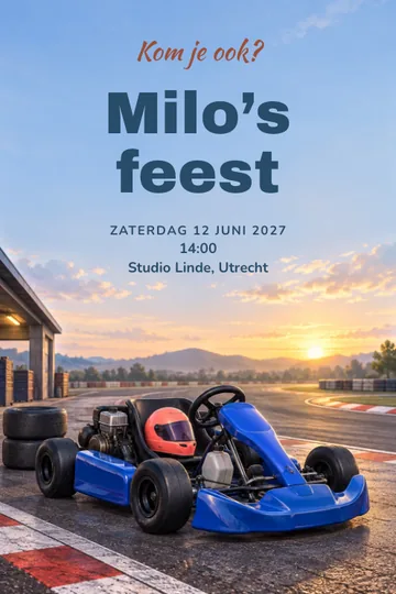 Uitnodiging met het ontwerp Kartfeest