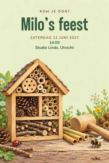 Uitnodiging met het ontwerp Insectenhotel