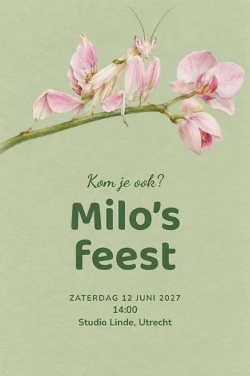 Uitnodiging met het ontwerp Bloem of beestje
