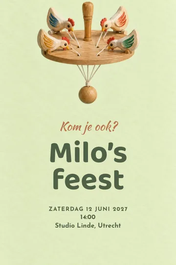 Uitnodiging met het ontwerp Tik tik kippenfeest