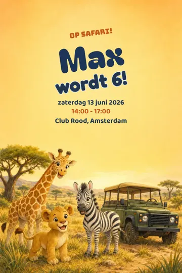 Uitnodiging met het ontwerp Safari