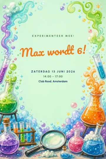 Uitnodiging met het ontwerp Proefjesfeest