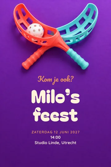 Uitnodiging met het ontwerp Vangbalfeest