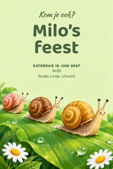 Uitnodiging met het ontwerp Slakkenrace