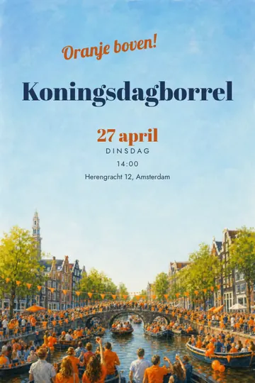 Uitnodiging met het ontwerp Oranjefeest