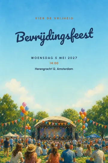 Uitnodiging met het ontwerp Bevrijdingsfestival