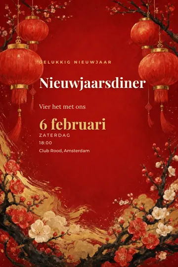 Uitnodiging met het ontwerp Chinees Nieuwjaar