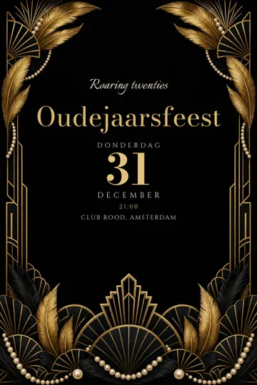 Uitnodiging met het ontwerp Roaring new year