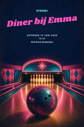 Uitnodiging met het ontwerp Bowlingavond
