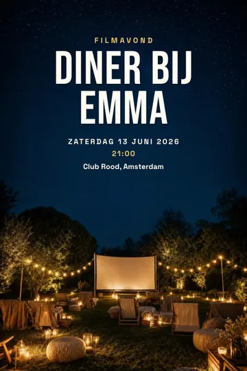 Uitnodiging met het ontwerp Film onder de sterren