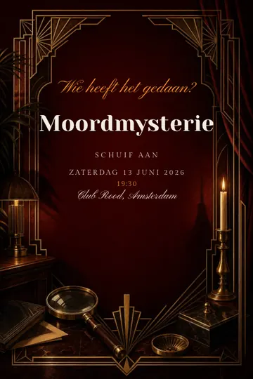 Uitnodiging met het ontwerp Moordmysterie