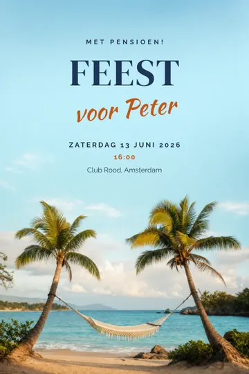 Uitnodiging met het ontwerp Eindelijk vrij