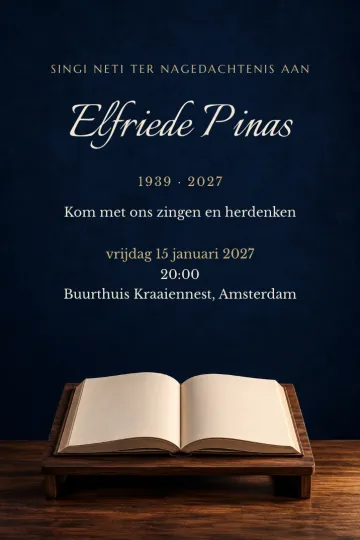 Uitnodiging Afscheid en pensioen, ontwerp Singi neti met het liedboek
