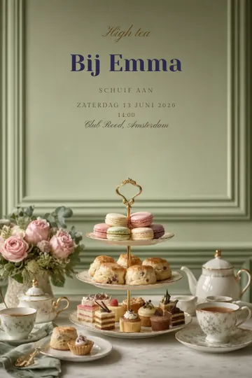 Uitnodiging met het ontwerp High tea