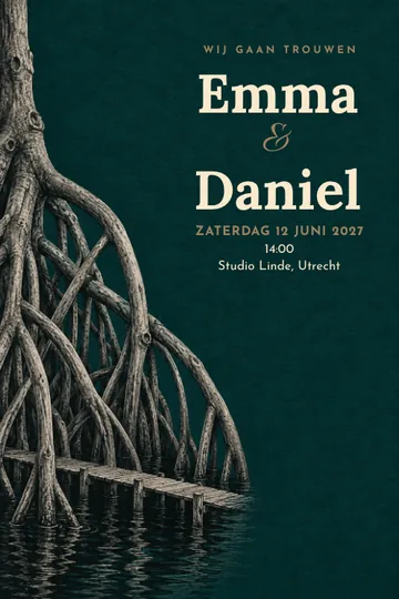 Uitnodiging met het ontwerp Verweven wortels