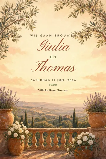 Uitnodiging met het ontwerp Toscaanse villa