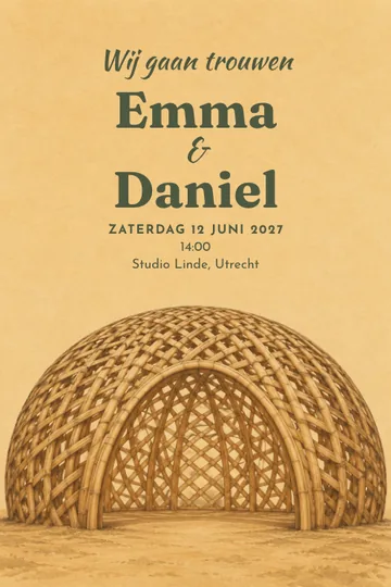 Uitnodiging met het ontwerp Onder de bamboekoepel