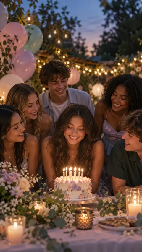 Sweet sixteen-feest in de tuin met vrienden en lichtjes